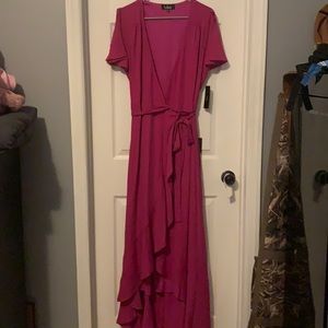 NWT! Raspberry pink split sleeve wrap maxi from Lulu’s